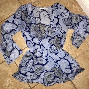 Honey Belle Blue Paisley Romper